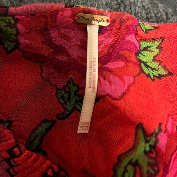 Free People Bold Blooms Embroidered Dress oversized red gold - Picture 10 of 12